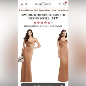 Cowl Neck Criss Cross Back Slip Dress in Toffee